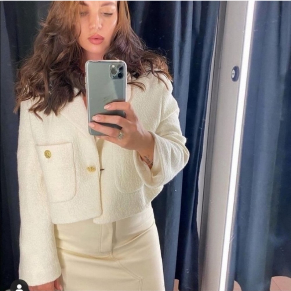 Zara * Cropped Textured Blazer Coat - Picture 12 of 16